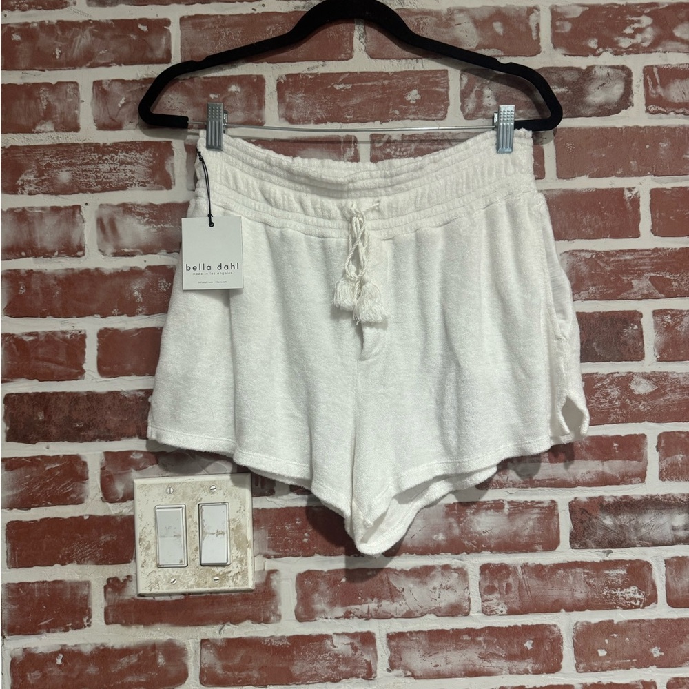 NWT Bella Dahl White Terry Cloth Lounge Shorts Drawstring XS Beach Resort